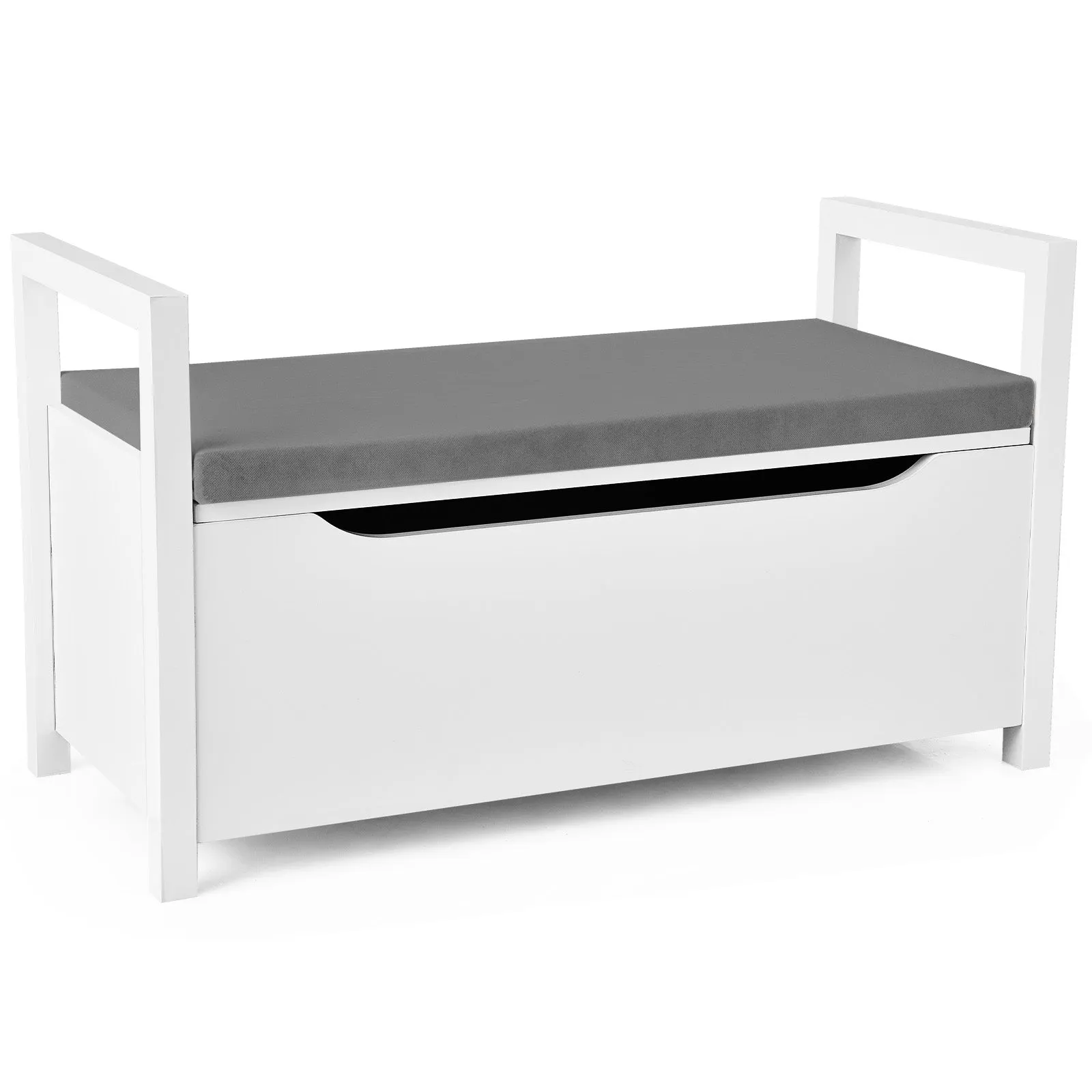 2-in-1 Wooden Shoe Changing Bench with Storage Space-Grey