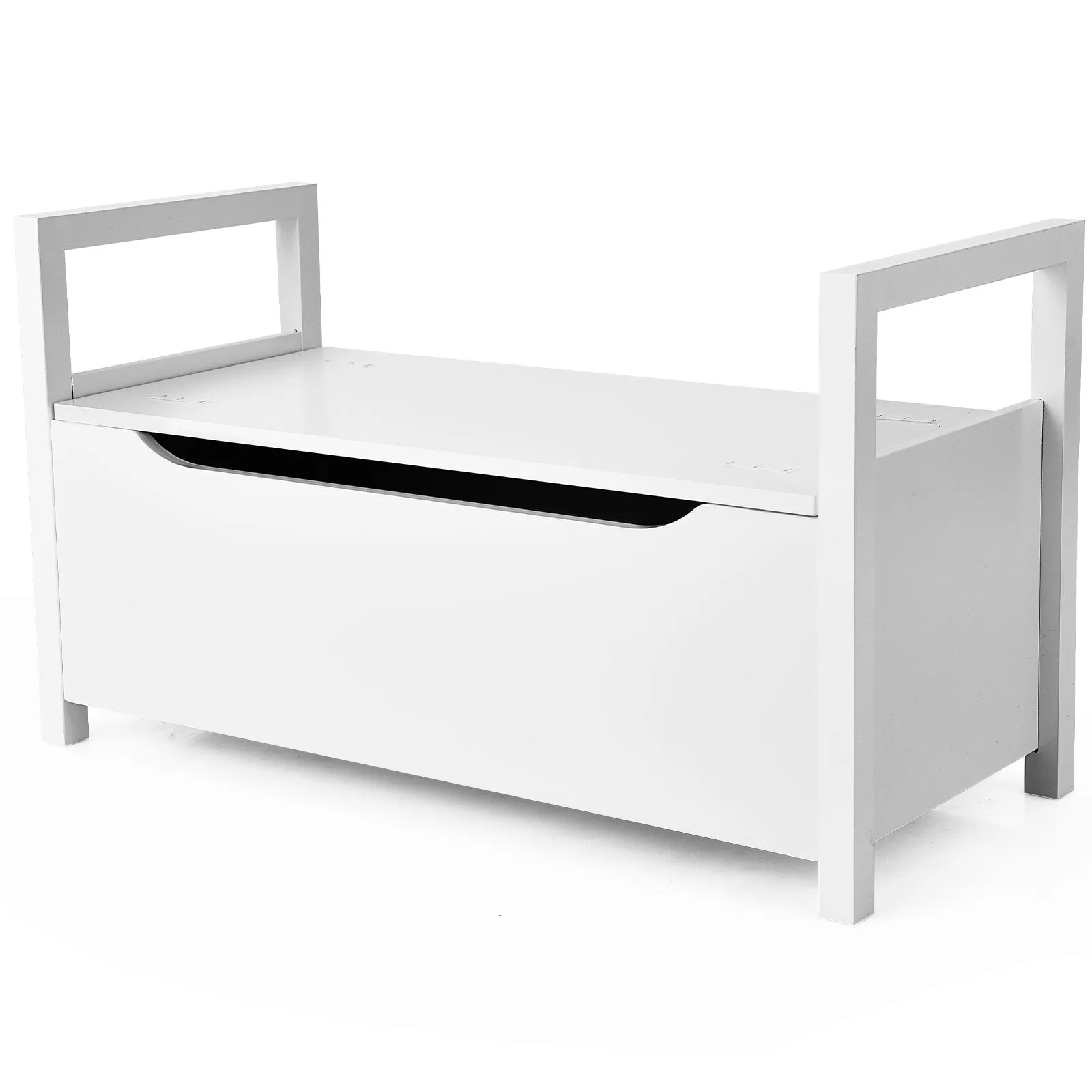 2-in-1 Wooden Shoe Changing Bench with Storage Space-Grey