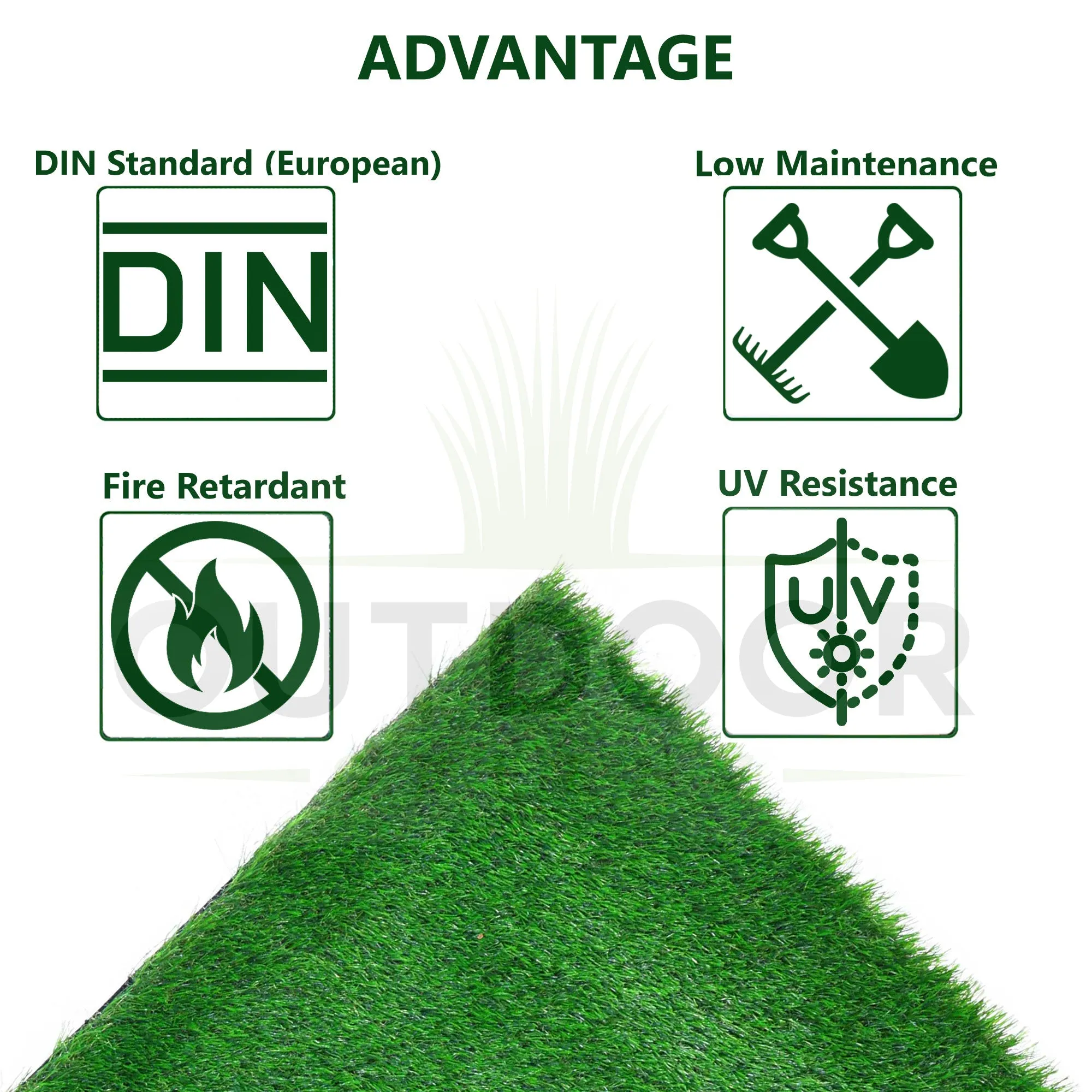 25 mm Realistic high density artificial synthetic grass.