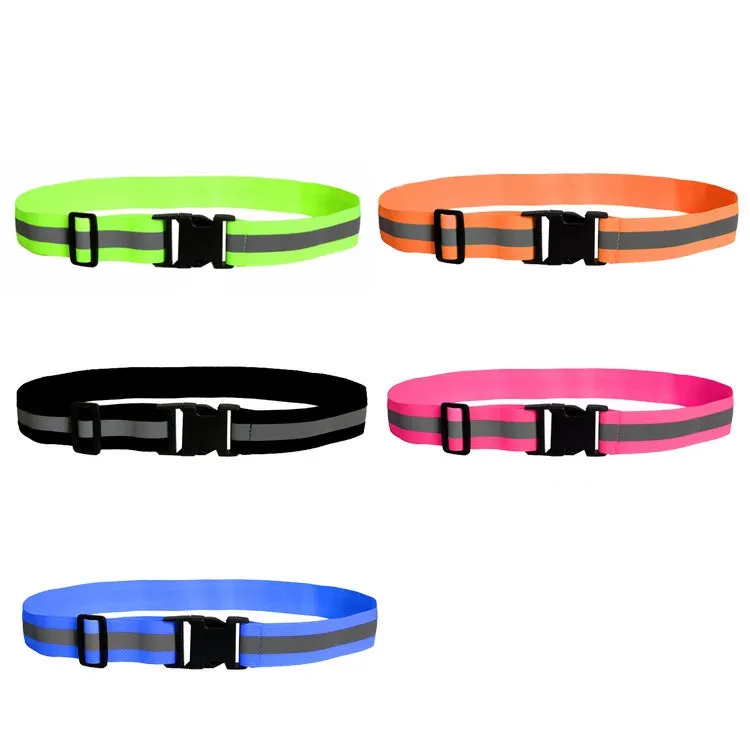 3 PCS Outdoor Adjustable Night Running And Cycling Reflective Waistband, Specification: 4cm Width(Black)