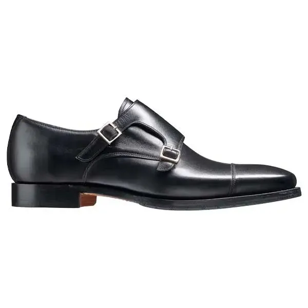 40% OFF BARKER Edison Shoes - Mens Monk Strap - Black Calf - Size: UK 7.5