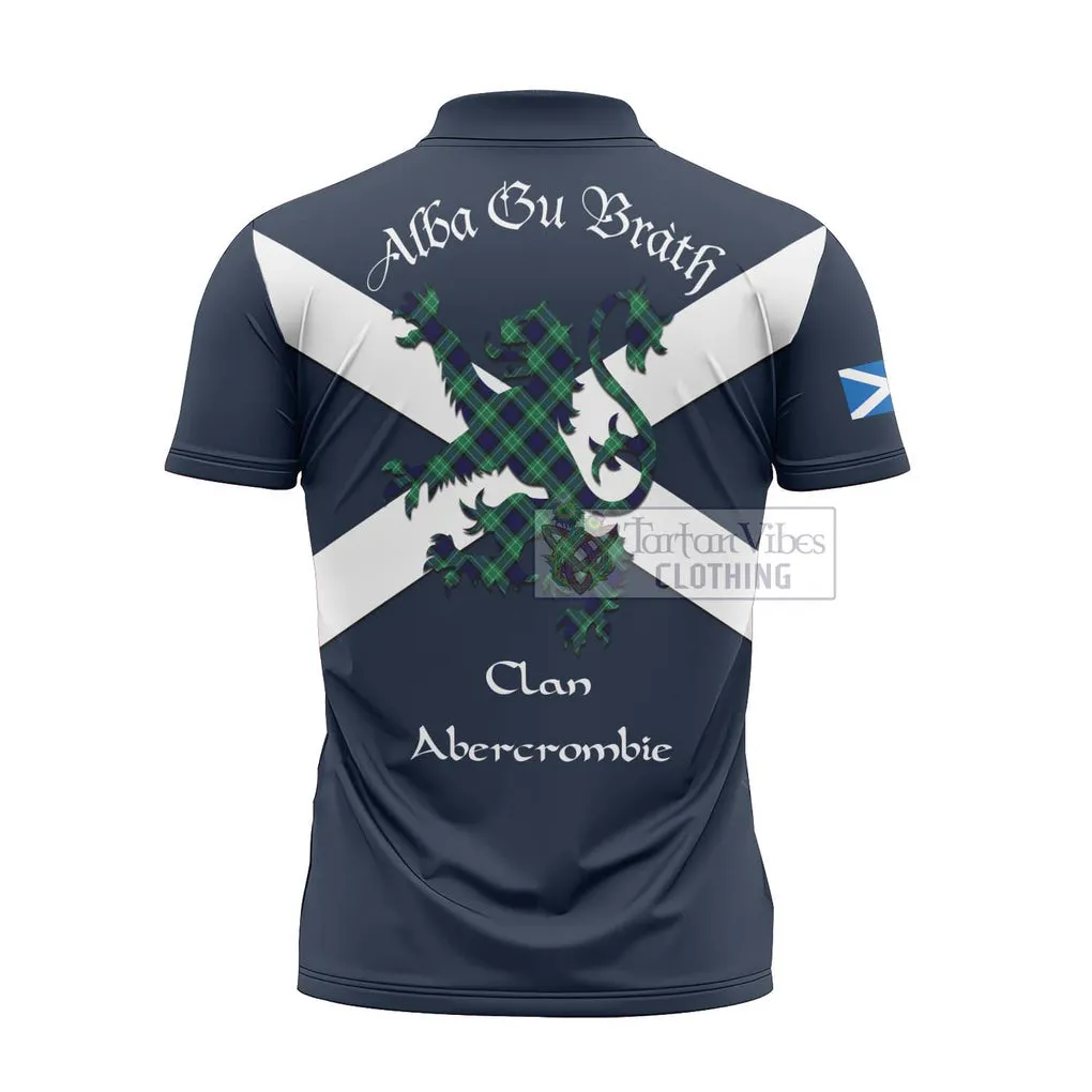 Abercrombie Tartan Lion Rampant Zipper Polo Shirt Proudly Display Your Heritage with Alba Gu Brath and Clan Name