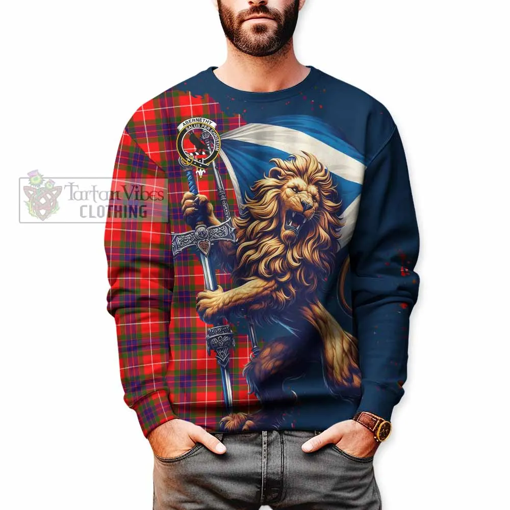 Abernethy Tartan Family Crest Sweatshirt with Scottish Majestic Lion