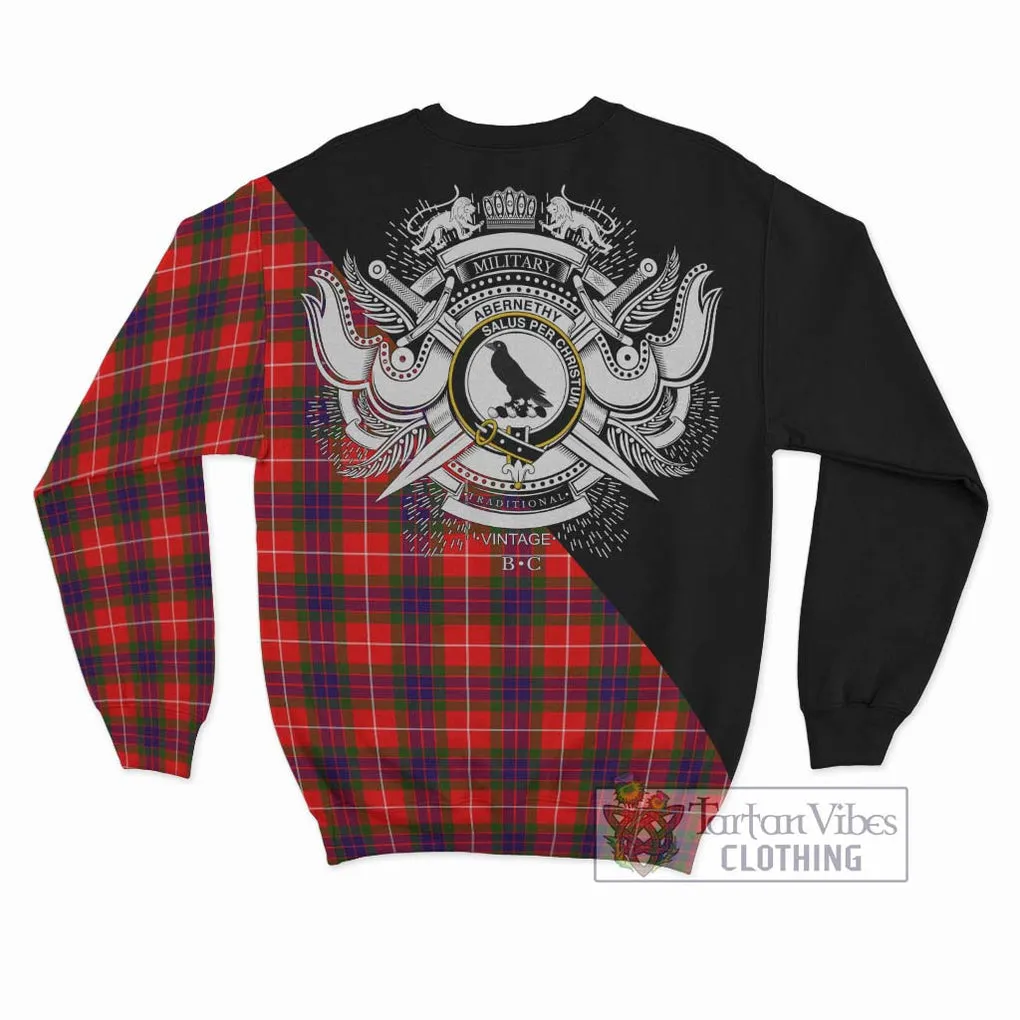 Abernethy Tartan Sweatshirt with Family Crest and Military Logo Style