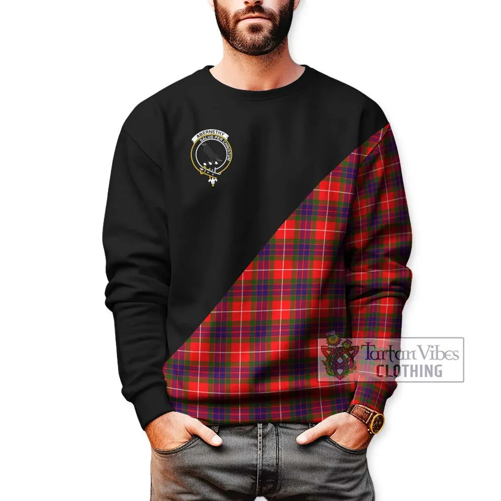 Abernethy Tartan Sweatshirt with Family Crest and Military Logo Style