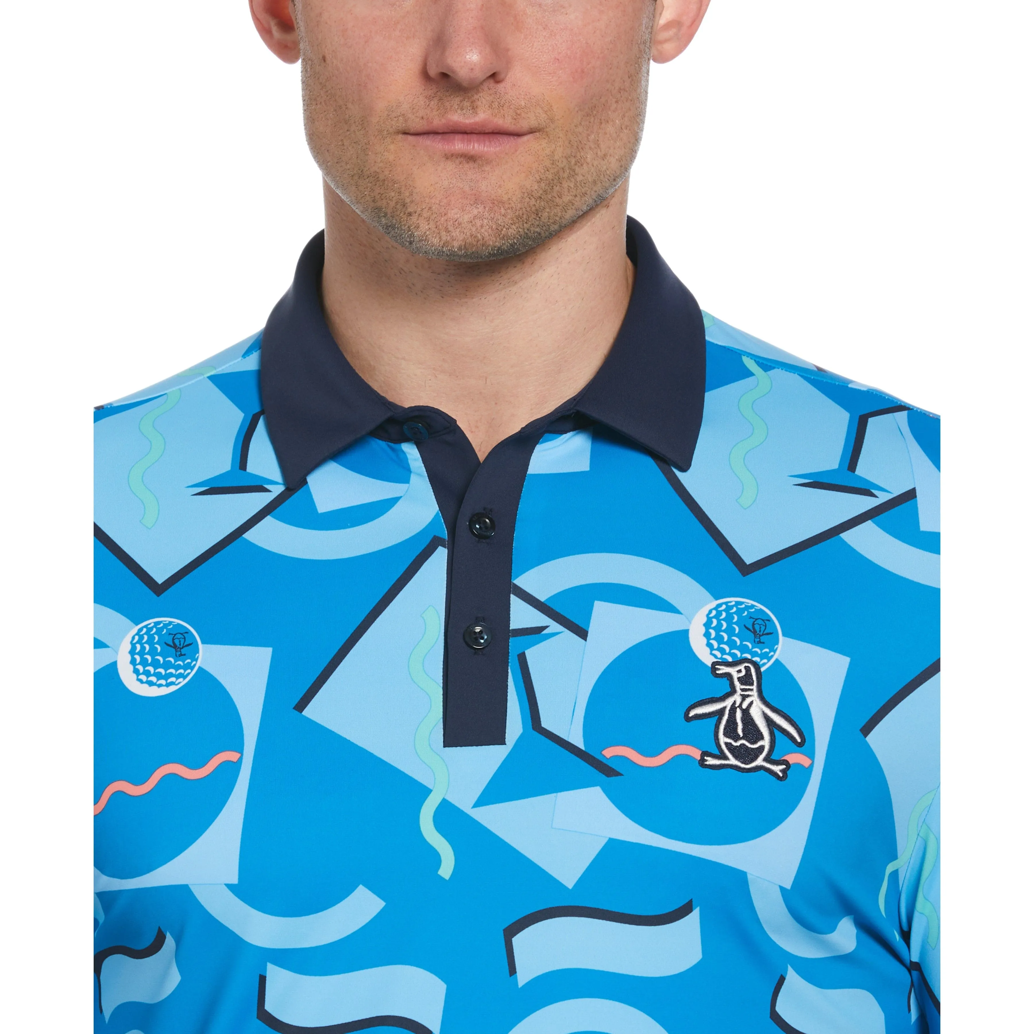 Abstract 80's Print Golf Polo