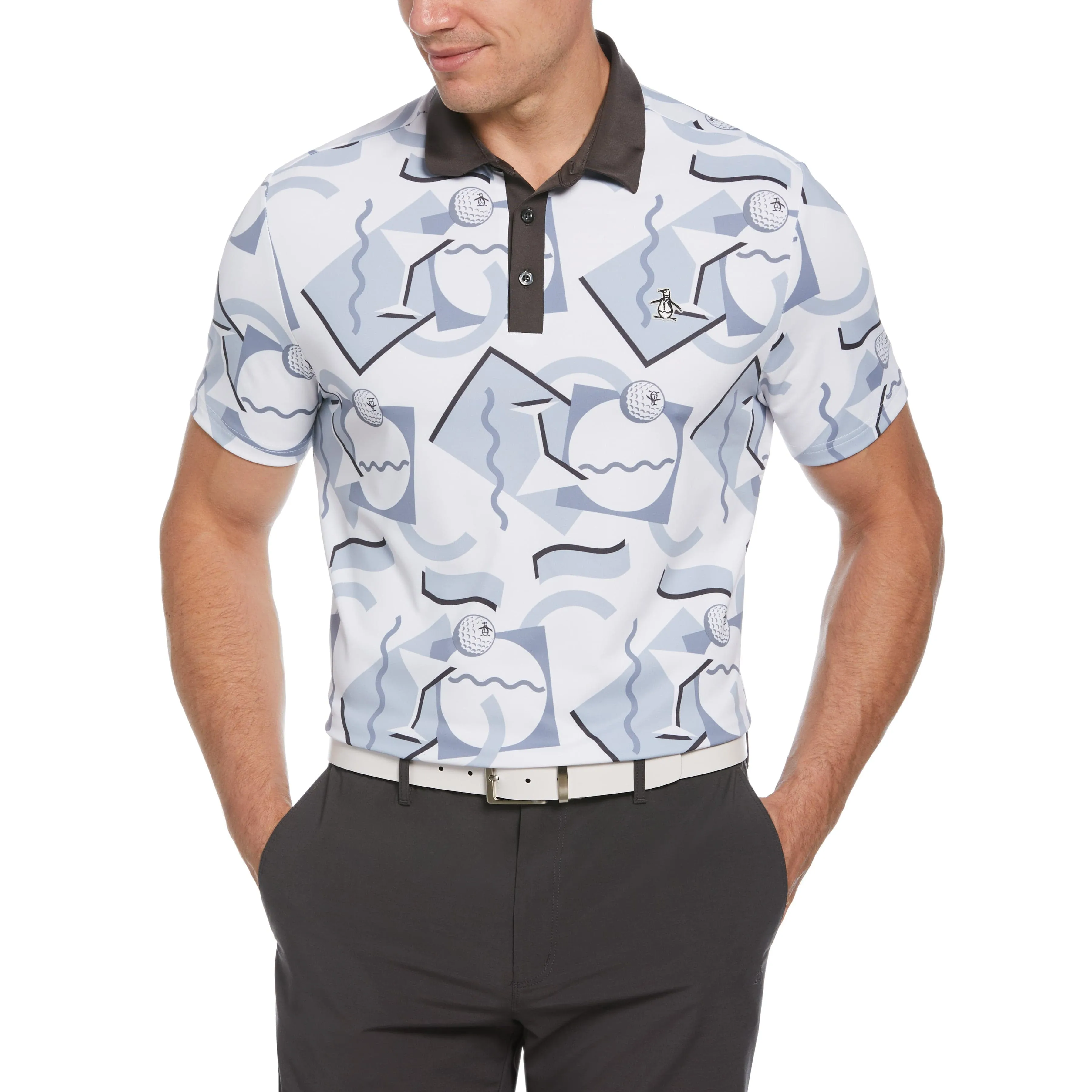 Abstract 80's Print Golf Polo