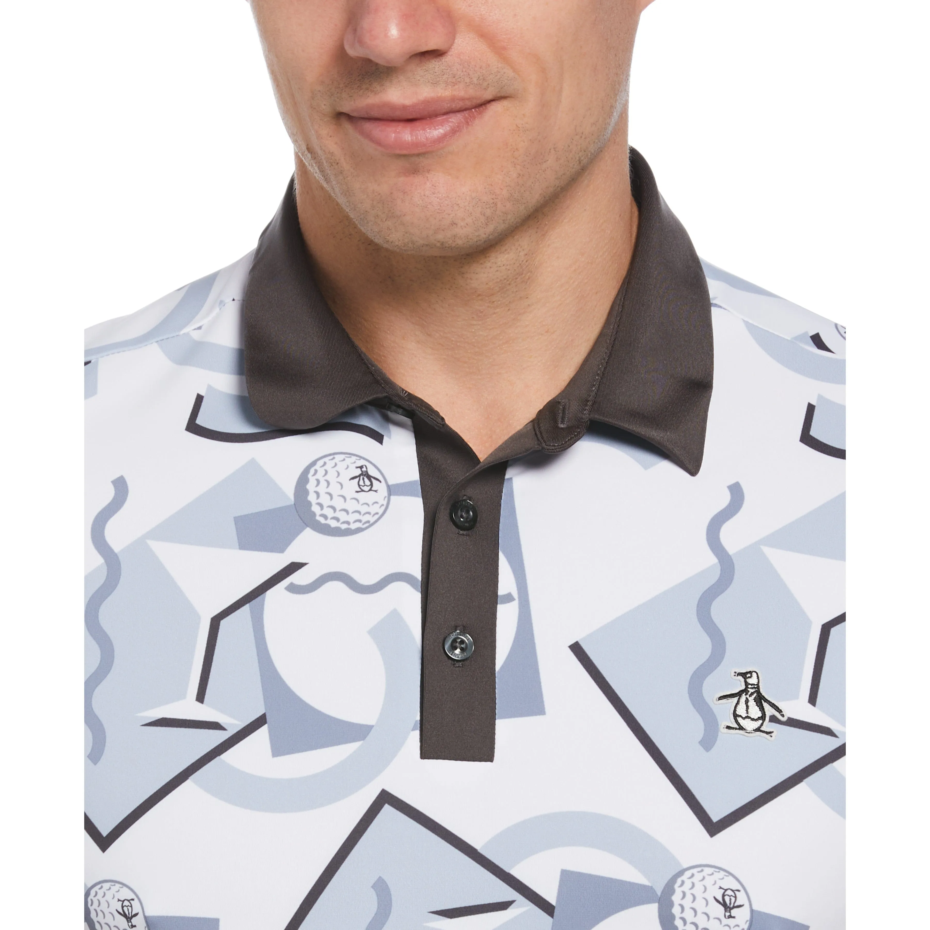 Abstract 80's Print Golf Polo