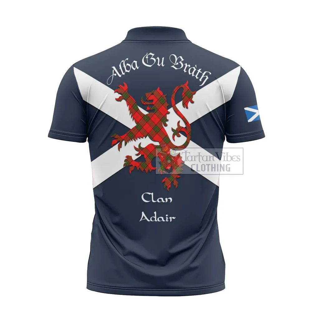 Adair Tartan Lion Rampant Zipper Polo Shirt Proudly Display Your Heritage with Alba Gu Brath and Clan Name