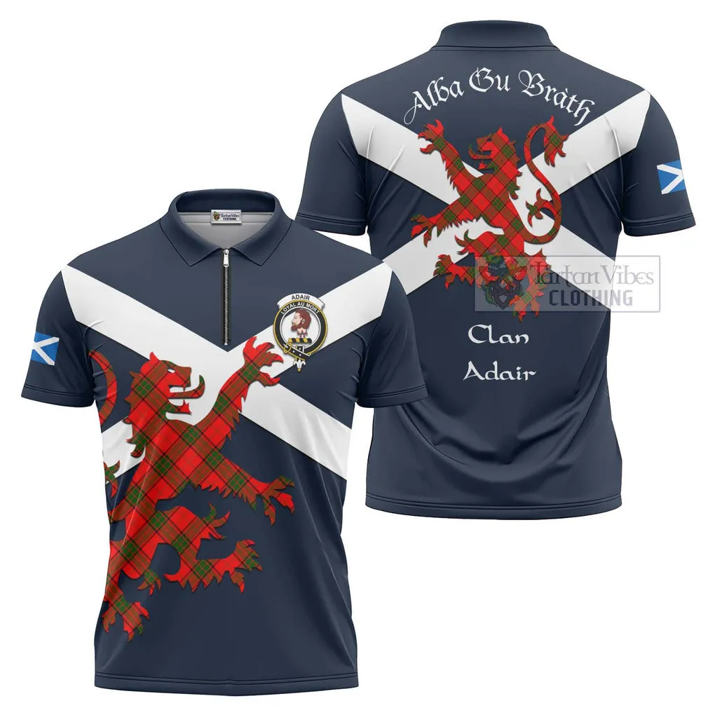 Adair Tartan Lion Rampant Zipper Polo Shirt Proudly Display Your Heritage with Alba Gu Brath and Clan Name