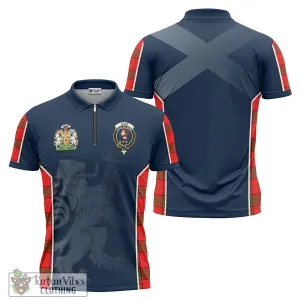 Adair Tartan Zipper Polo Shirt with Family Crest and Lion Rampant Vibes Sport Style