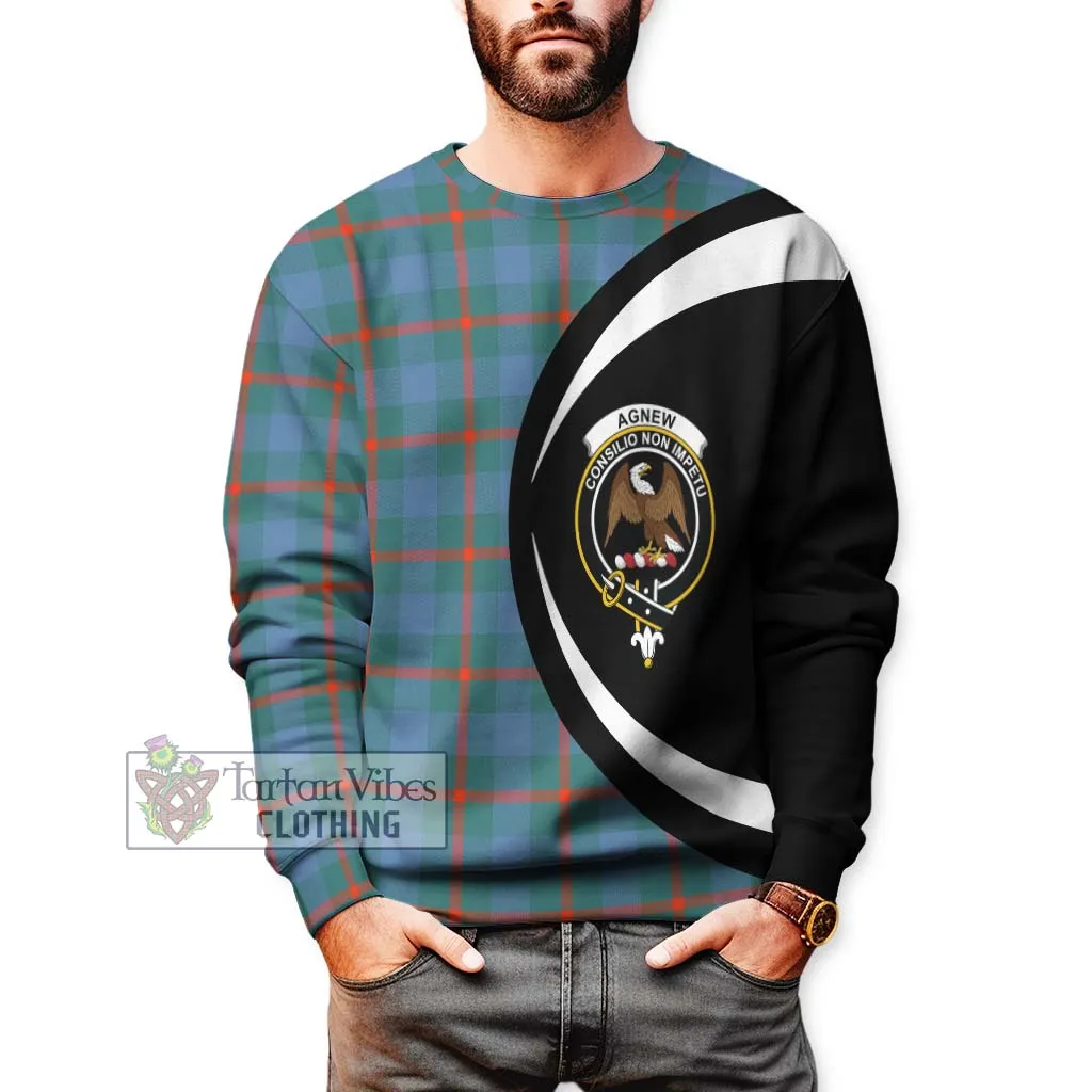 Agnew Ancient Tartan Sweatshirt with Family Crest Circle Style