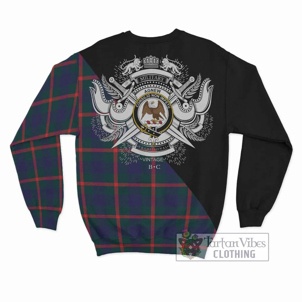 Agnew Tartan Sweatshirt with Family Crest and Military Logo Style