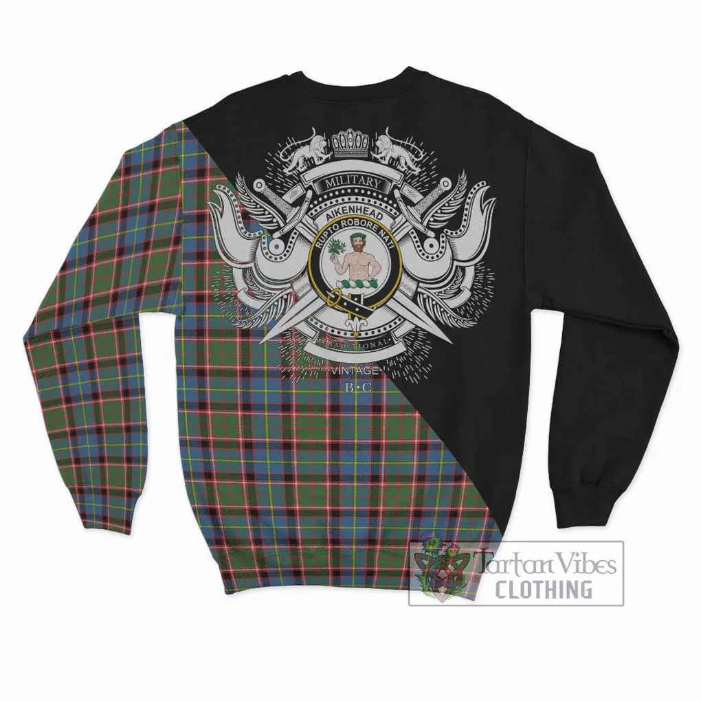 Aikenhead Tartan Sweatshirt with Family Crest and Military Logo Style