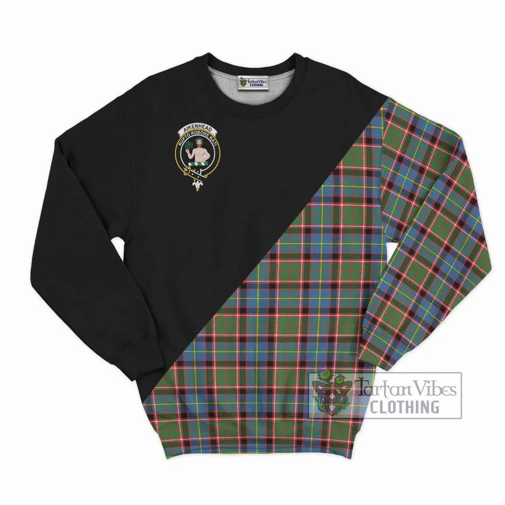 Aikenhead Tartan Sweatshirt with Family Crest and Military Logo Style