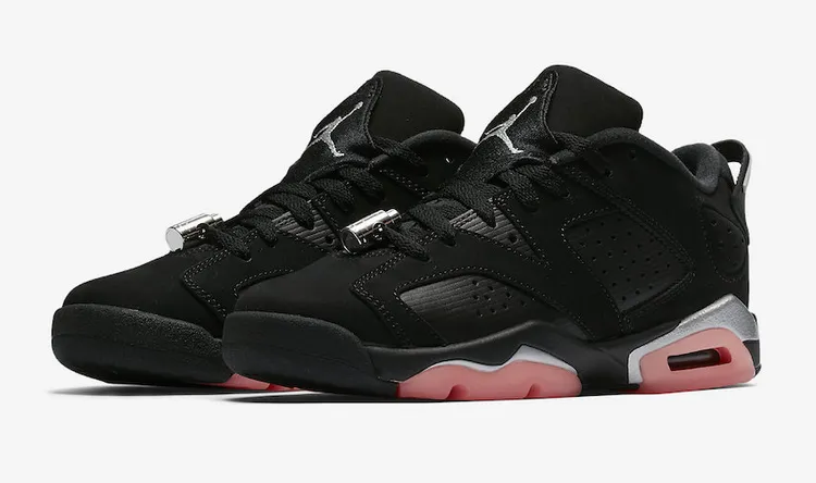 Air Jordan 6 Retro Low GG Sunblush Sneakers, Black