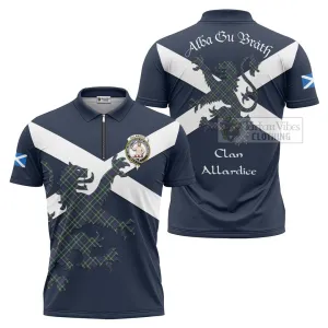 Allardice Tartan Lion Rampant Zipper Polo Shirt Proudly Display Your Heritage with Alba Gu Brath and Clan Name