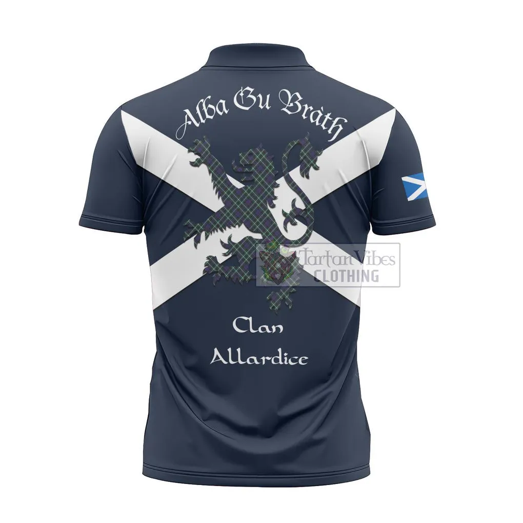 Allardice Tartan Lion Rampant Zipper Polo Shirt Proudly Display Your Heritage with Alba Gu Brath and Clan Name