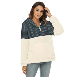 Allardice Tartan Women's Borg Fleece Hoodie With Half Zip