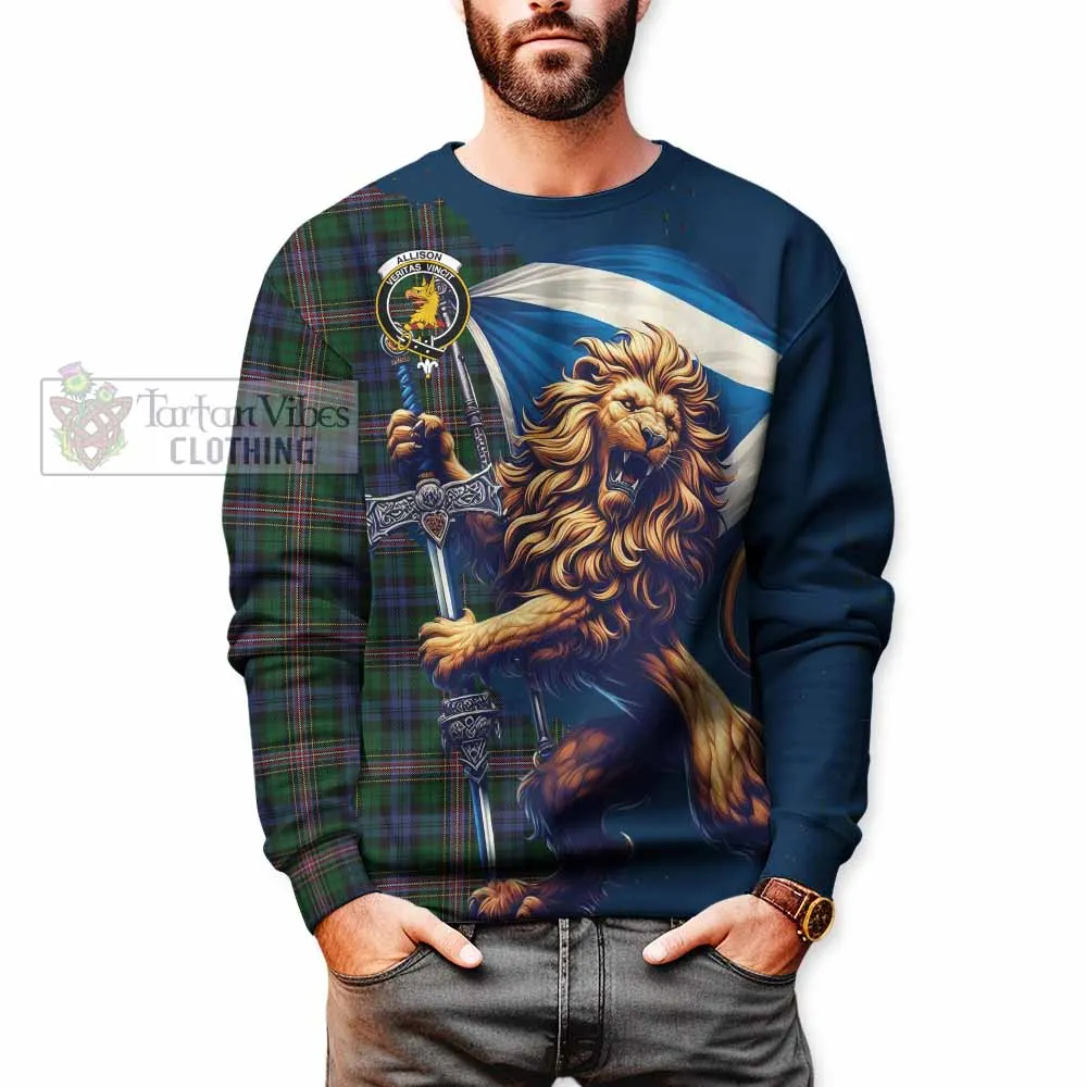 Allison Tartan Family Crest Sweatshirt with Scottish Majestic Lion