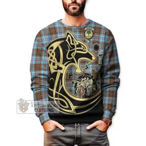 Anderson Ancient Tartan Sweatshirt with Family Crest Celtic Wolf Style