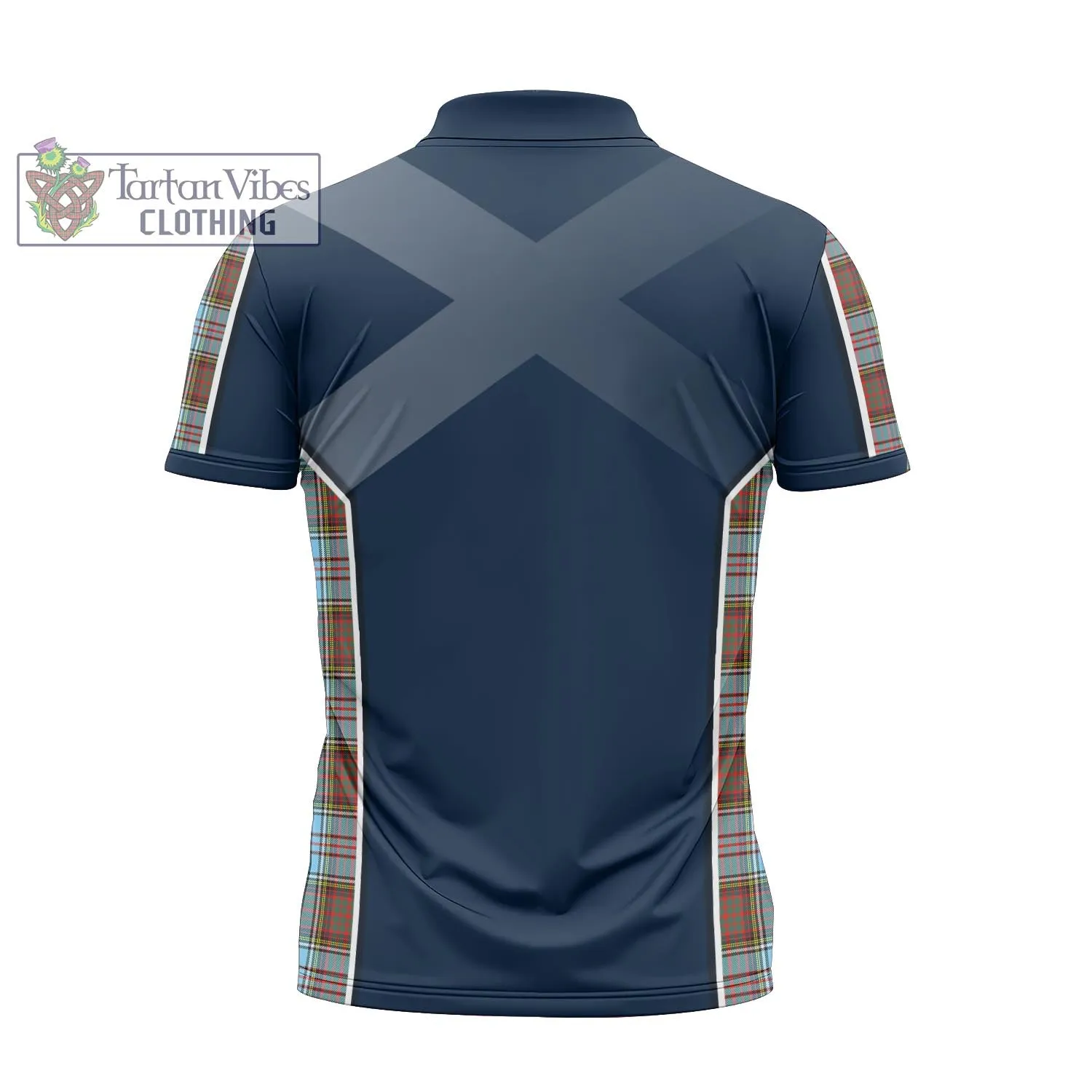 Anderson Ancient Tartan Zipper Polo Shirt with Family Crest and Scottish Thistle Vibes Sport Style