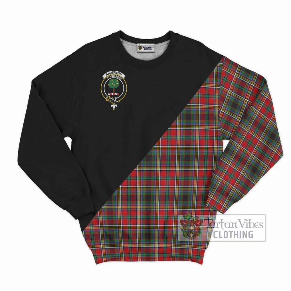 Anderson of Arbrake Tartan Sweatshirt with Family Crest and Military Logo Style