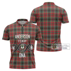 Anderson of Arbrake Tartan Zipper Polo Shirt with Family Crest DNA In Me Style