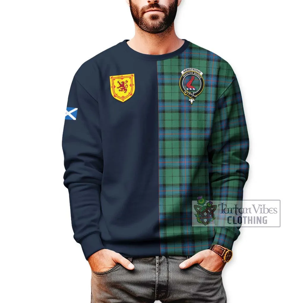 Armstrong Ancient Tartan Sweatshirt Alba with Scottish Lion Royal Arm Half Style