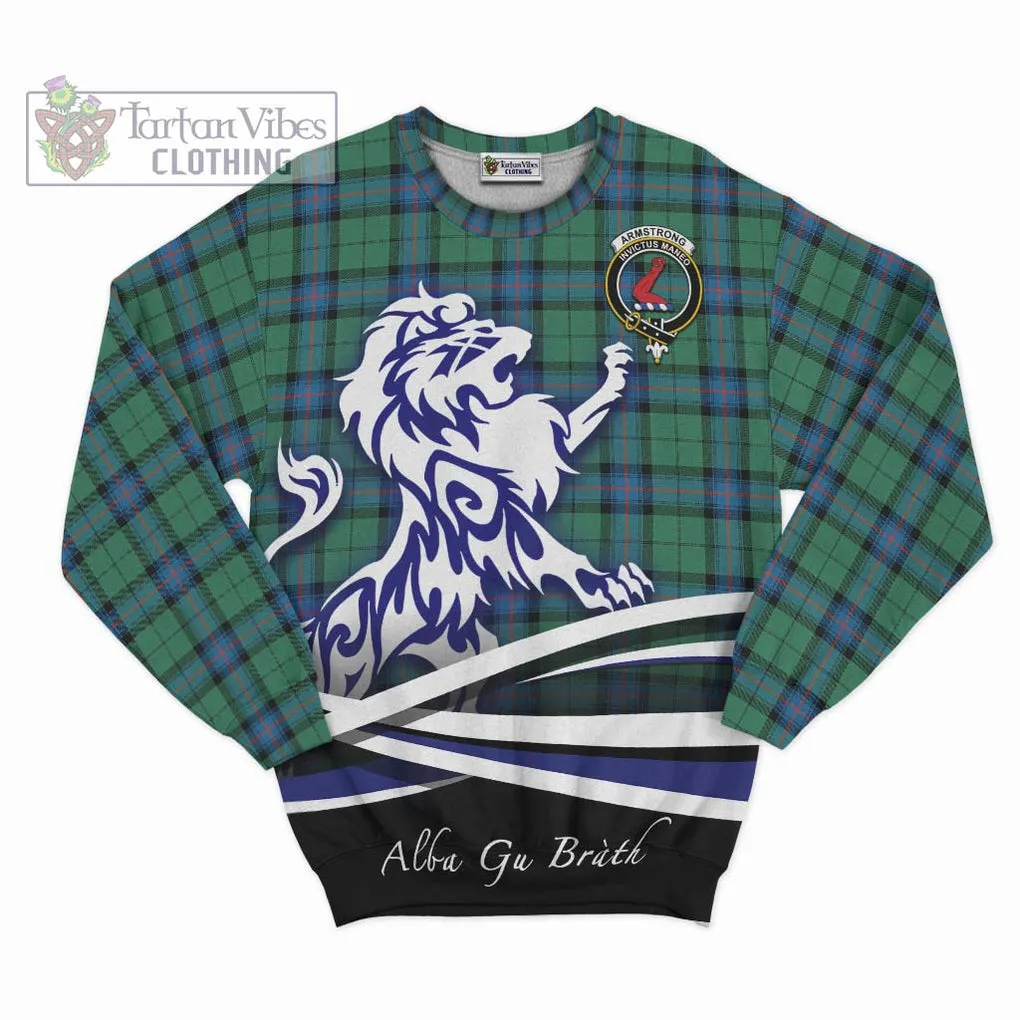 Armstrong Ancient Tartan Sweatshirt with Alba Gu Brath Regal Lion Emblem