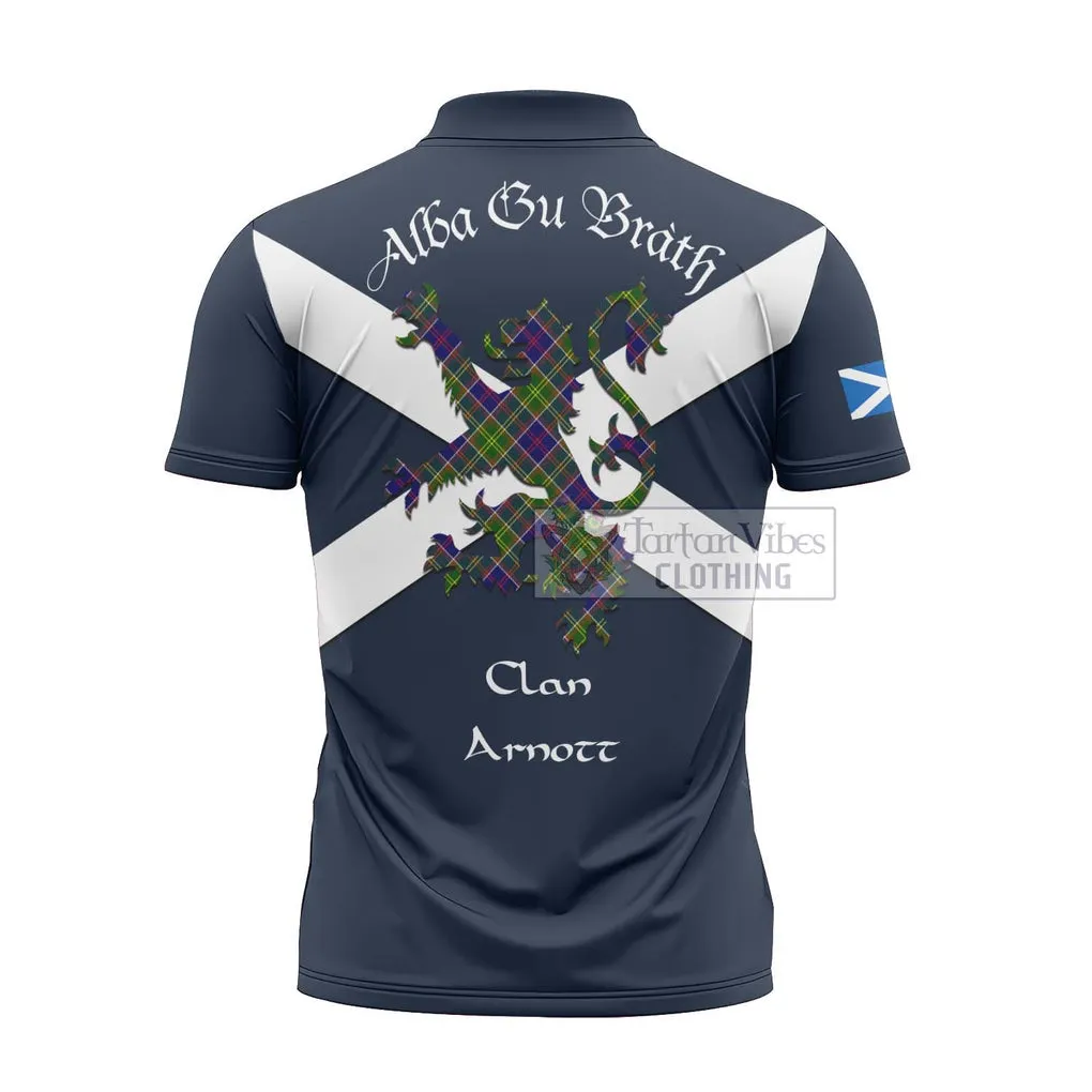 Arnott Tartan Lion Rampant Zipper Polo Shirt Proudly Display Your Heritage with Alba Gu Brath and Clan Name