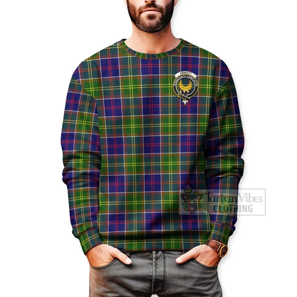 Arnott Tartan Sweatshirt with Family Crest Celtic Skull Style