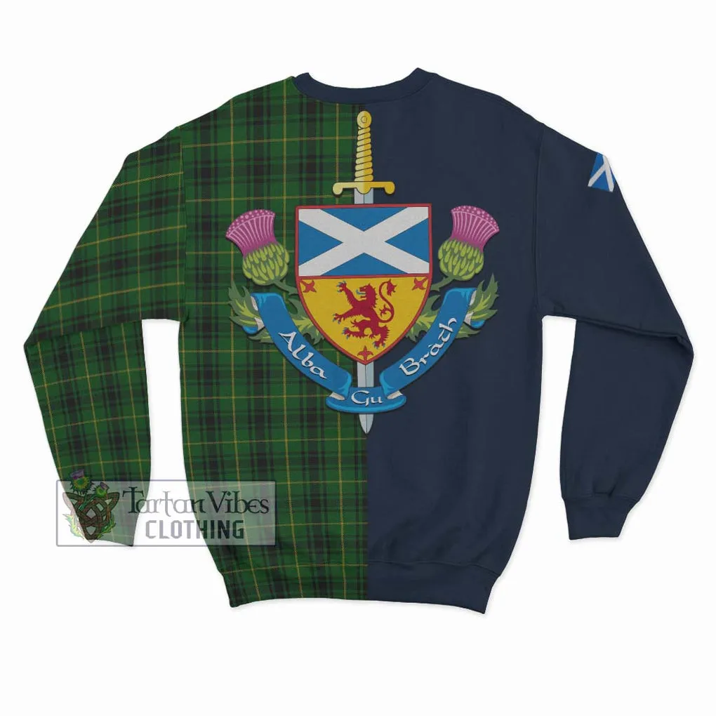 Arthur Tartan Sweatshirt Alba with Scottish Lion Royal Arm Half Style