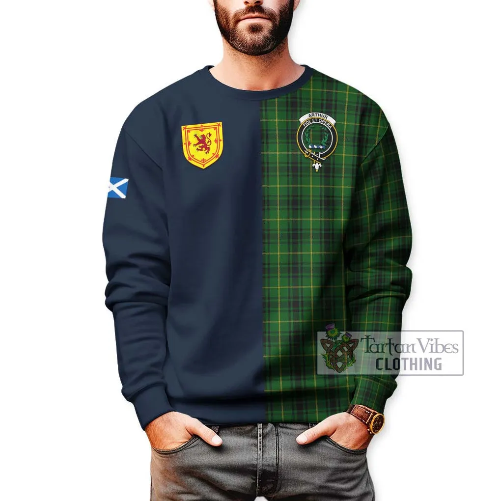 Arthur Tartan Sweatshirt Alba with Scottish Lion Royal Arm Half Style