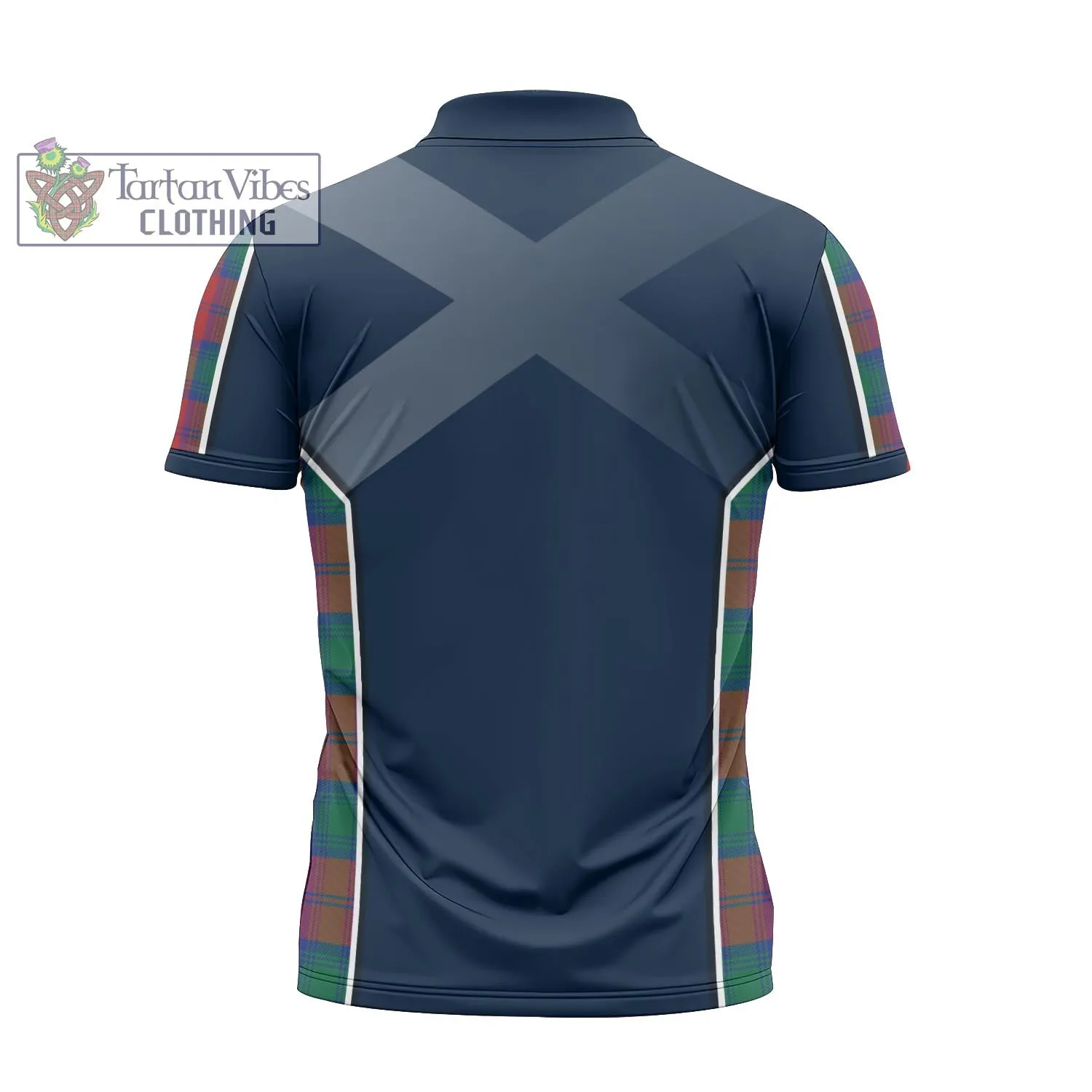 Auchinleck (Affleck) Tartan Zipper Polo Shirt with Family Crest and Scottish Thistle Vibes Sport Style