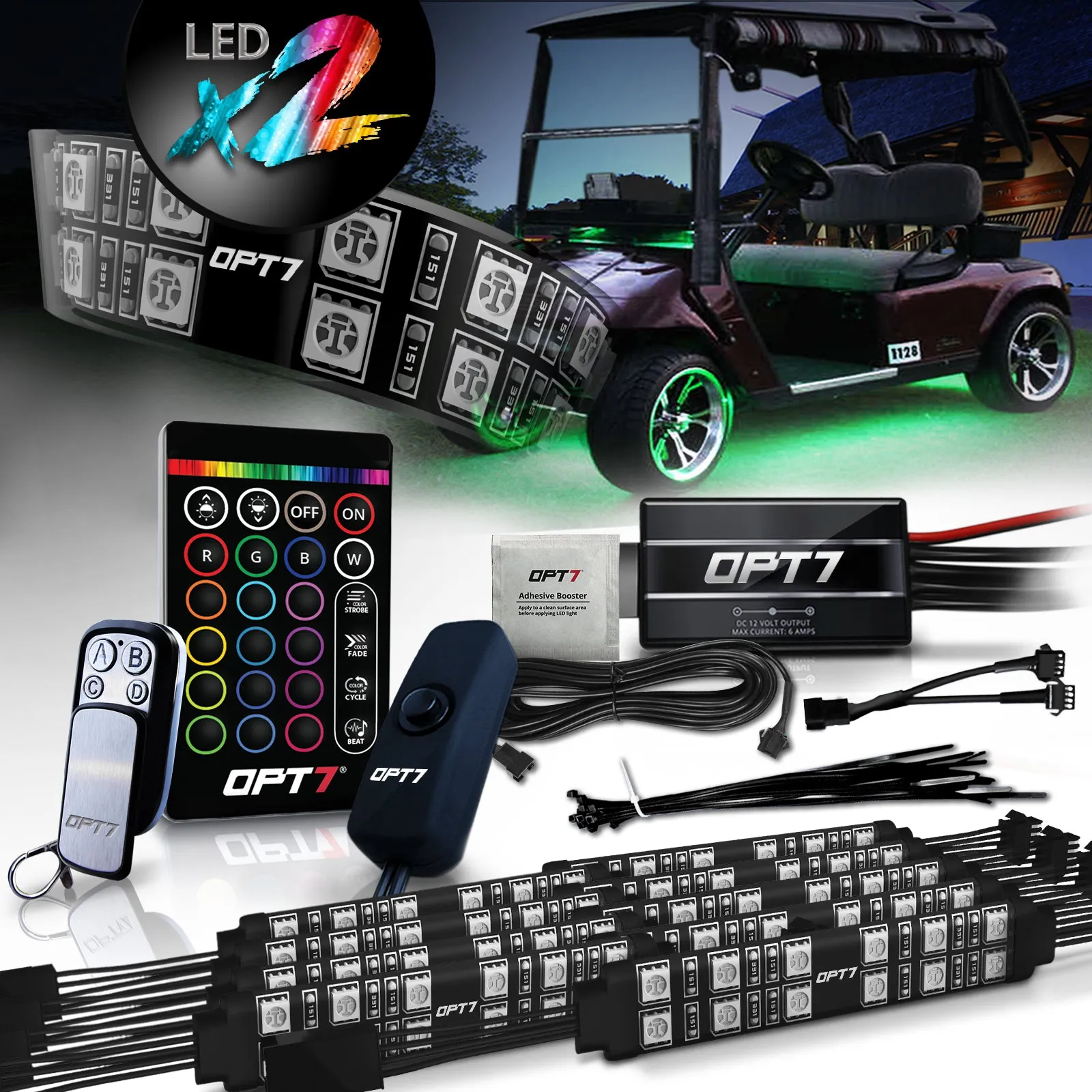 AURA Golf Cart Underbody Glow LED Lighting Kit Remote Control - Full Color Spectrum