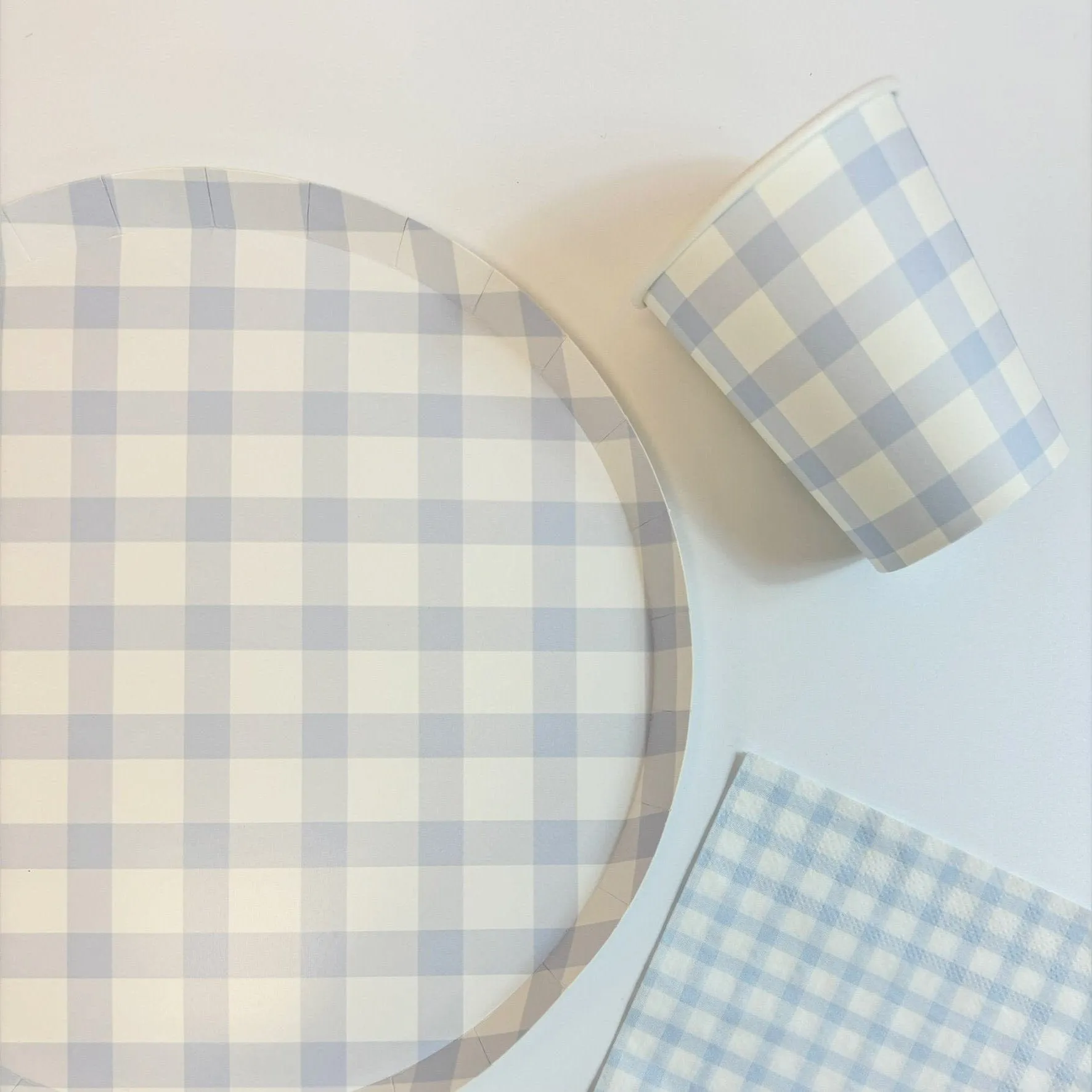 Baby Blue Gingham Party Cups x 12