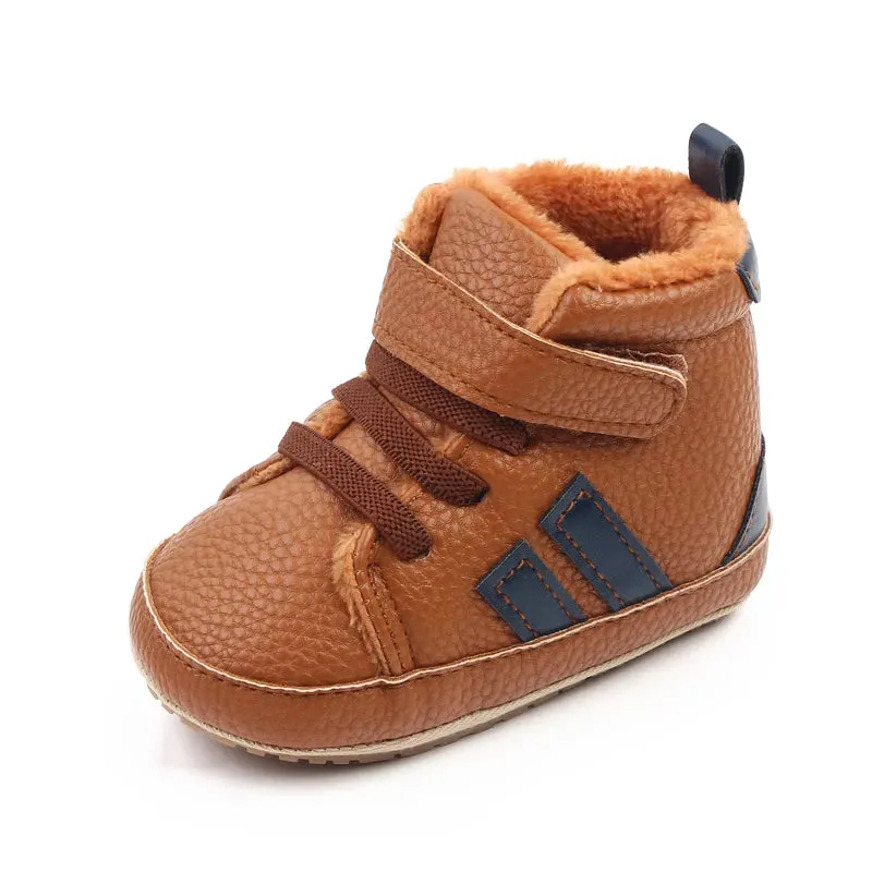 Baby Winter and Autumn Toddler Infant First Walking Shoes Ankle-covered TPR Sole Anti-slip Soft PU  New Arrival 11cm12cm13cm