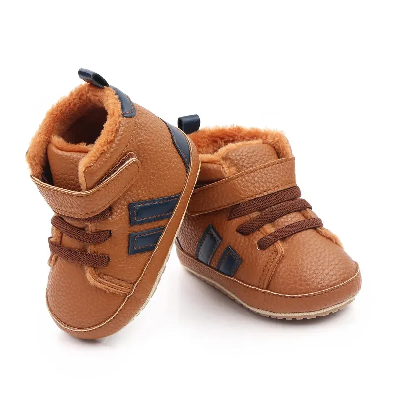 Baby Winter and Autumn Toddler Infant First Walking Shoes Ankle-covered TPR Sole Anti-slip Soft PU  New Arrival 11cm12cm13cm