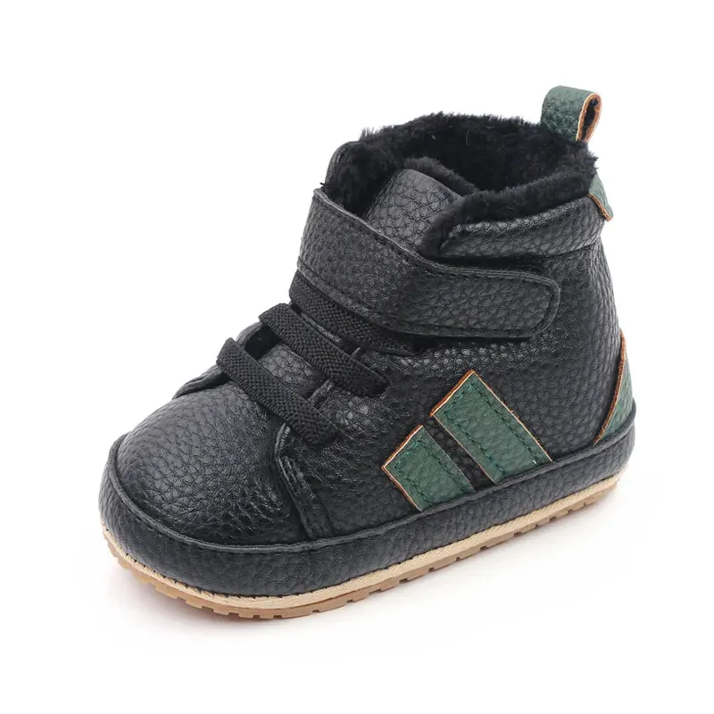 Baby Winter and Autumn Toddler Infant First Walking Shoes Ankle-covered TPR Sole Anti-slip Soft PU  New Arrival 11cm12cm13cm