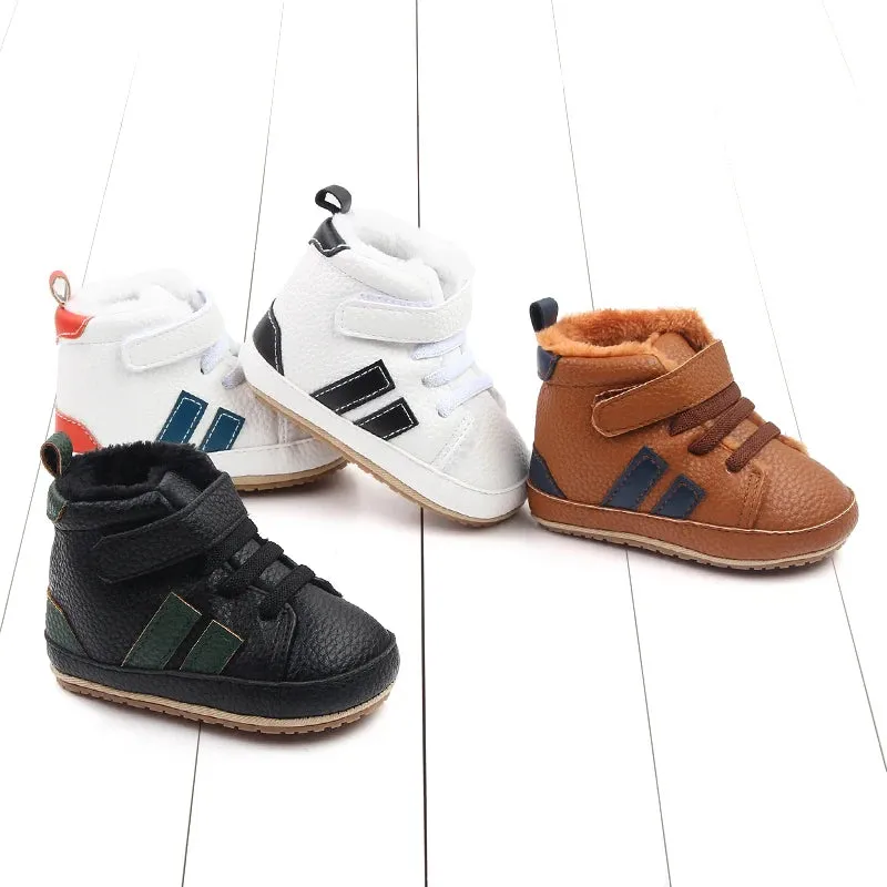 Baby Winter and Autumn Toddler Infant First Walking Shoes Ankle-covered TPR Sole Anti-slip Soft PU  New Arrival 11cm12cm13cm