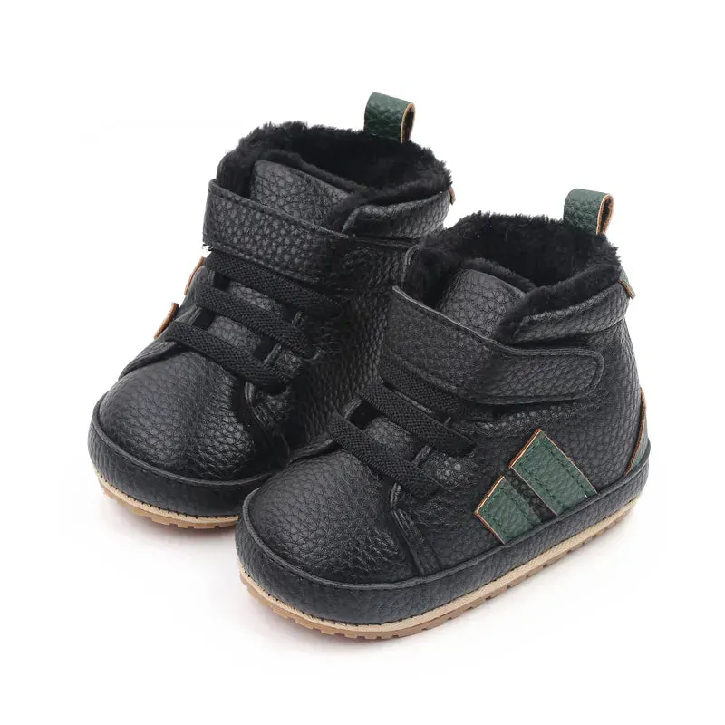 Baby Winter and Autumn Toddler Infant First Walking Shoes Ankle-covered TPR Sole Anti-slip Soft PU  New Arrival 11cm12cm13cm