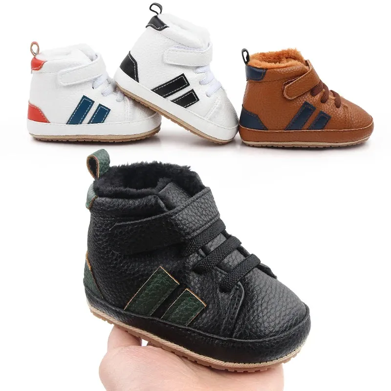 Baby Winter and Autumn Toddler Infant First Walking Shoes Ankle-covered TPR Sole Anti-slip Soft PU  New Arrival 11cm12cm13cm