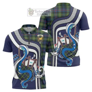 Bailey Modern Tartan Zipper Polo Shirt with Epic Bagpipe Style