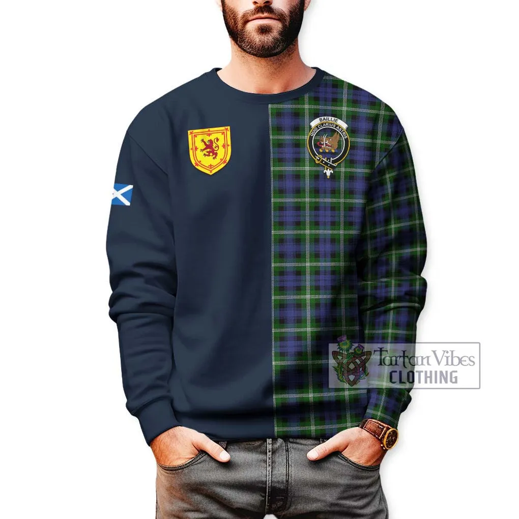 Baillie of Polkemmet Tartan Sweatshirt Alba with Scottish Lion Royal Arm Half Style