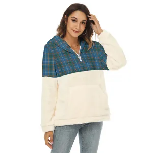 Bain Tartan Women's Borg Fleece Hoodie With Half Zip