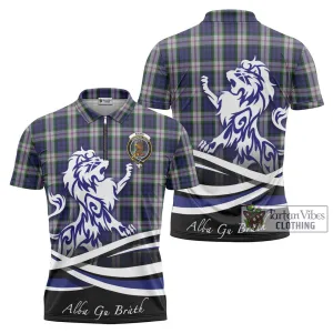 Baird Dress Tartan Zipper Polo Shirt with Alba Gu Brath Regal Lion Emblem