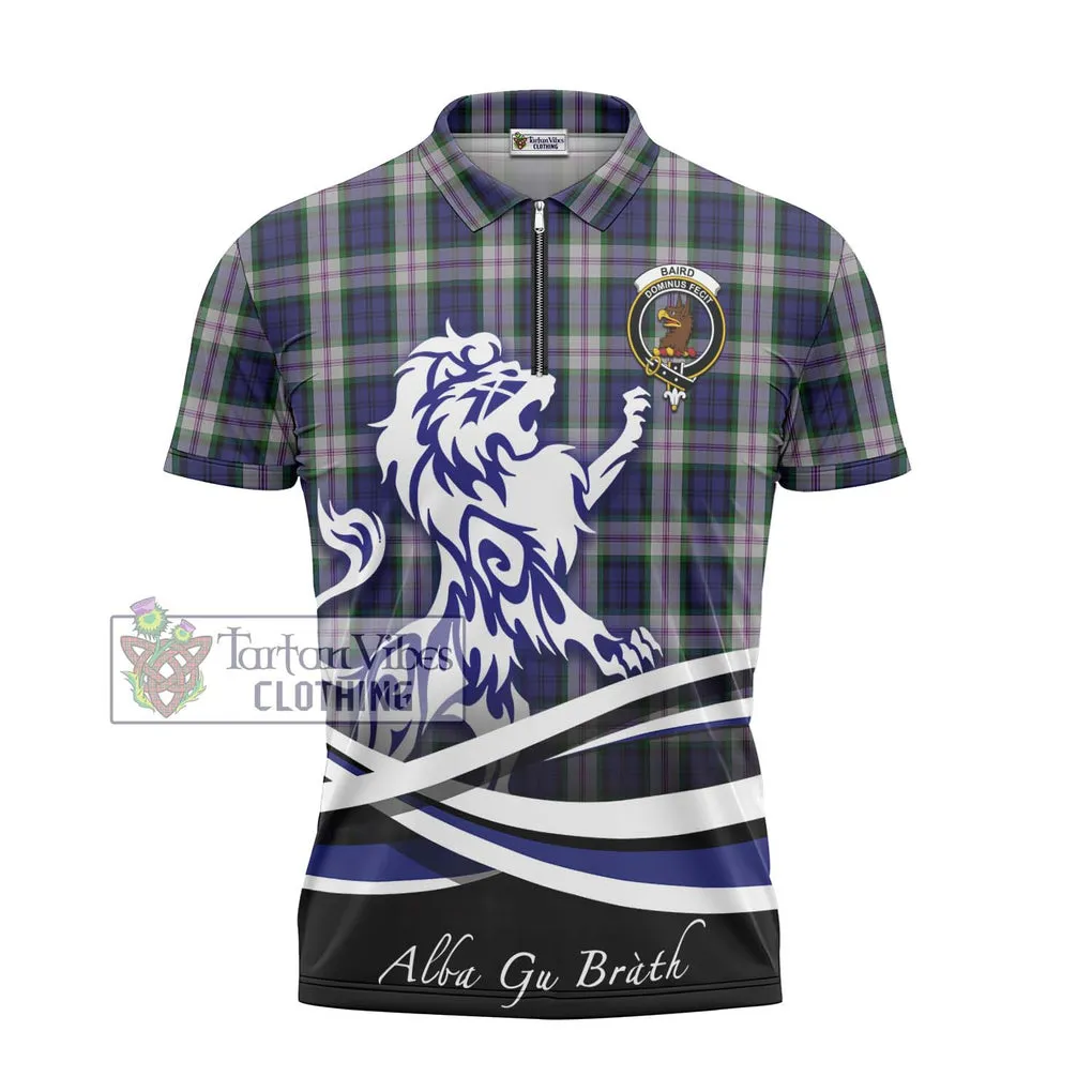 Baird Dress Tartan Zipper Polo Shirt with Alba Gu Brath Regal Lion Emblem