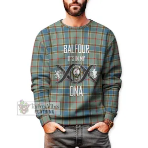 Balfour Blue Tartan Sweatshirt with Family Crest DNA In Me Style