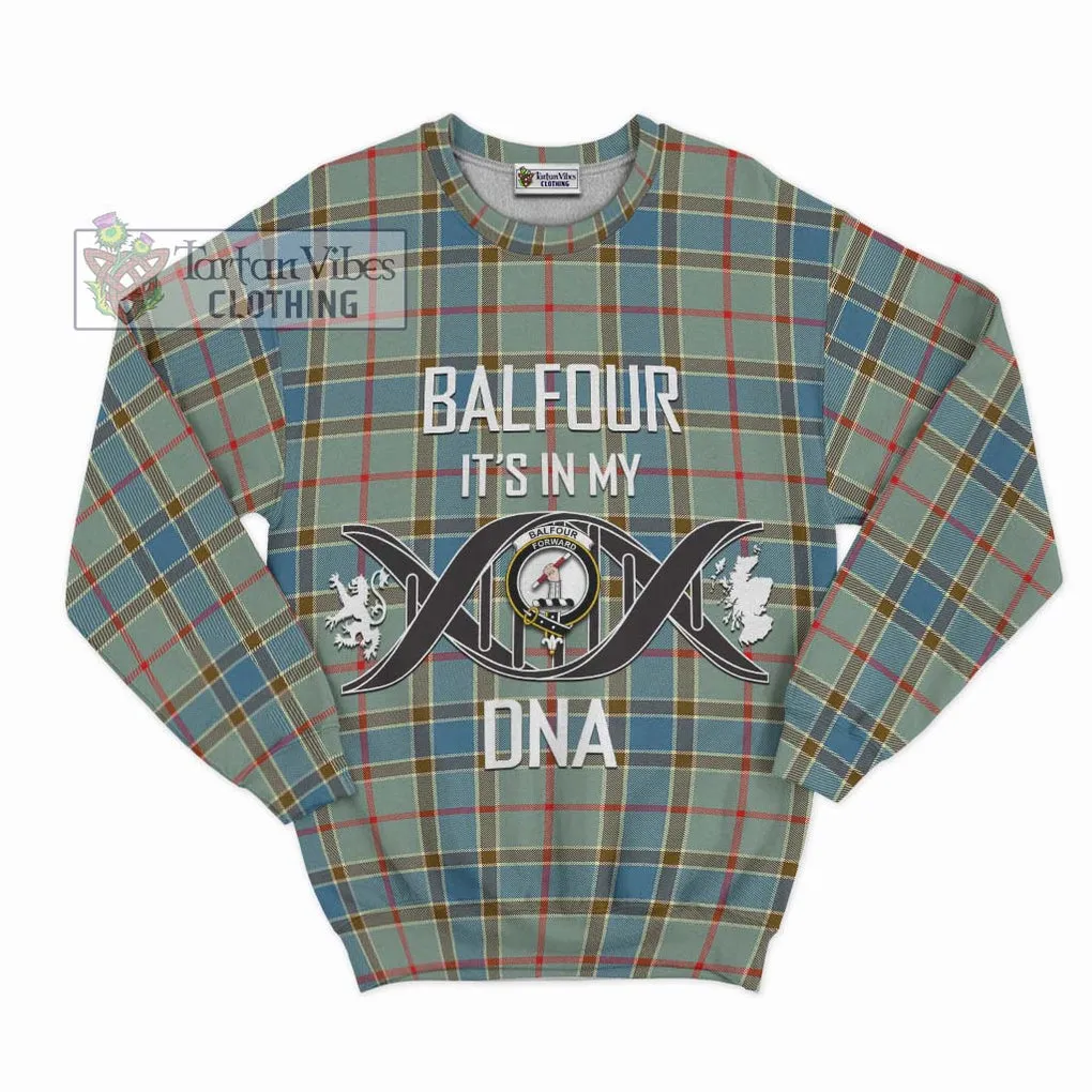 Balfour Blue Tartan Sweatshirt with Family Crest DNA In Me Style